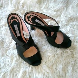 Pollini Black Leather Sandals Size 8